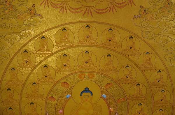 [hq] Tibetan Thangka Of 35 Buddhas Sethi, [24k Real Gold]