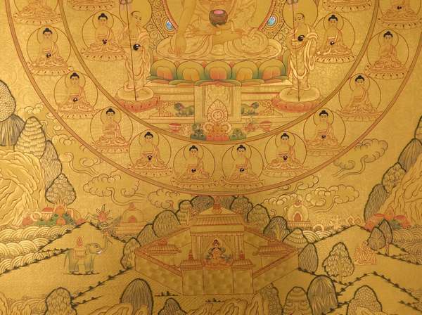 [hq] Tibetan Thangka Of 35 Buddhas Sethi, [24k Real Gold]