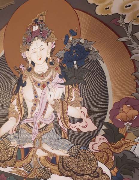 Tibetan Thangka Of White Tara