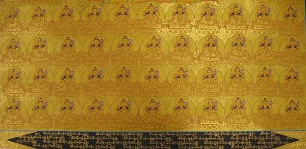 [hq] Tibetan Thangka Of 108 Chengrezig, [24k Real Gold]