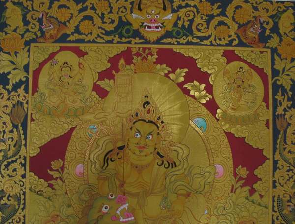 Tibetan Thangka Of Namtose Sethi, [24k Real Gold]