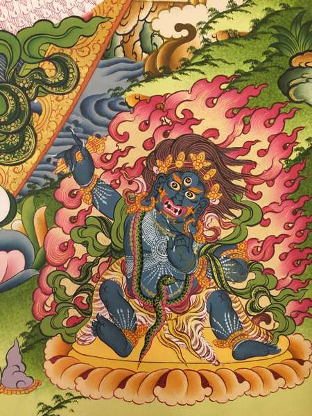 Tibetan Thangka Of Lokeshvara, [24k Real Gold]