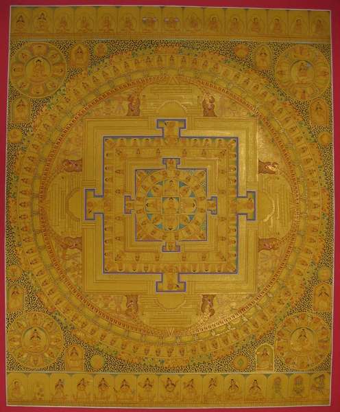 [hq] Tibetan Thangka Of Buddha Mandala, [24k Real Gold]