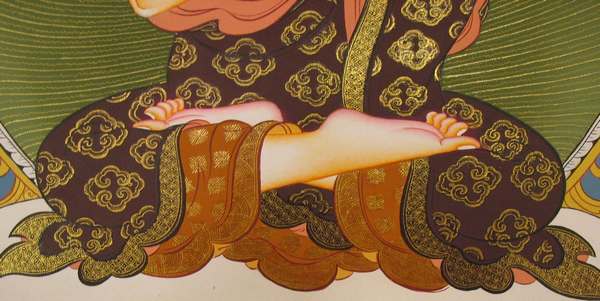 Tibetan Thangka Of Vairochana, [24k Real Gold]