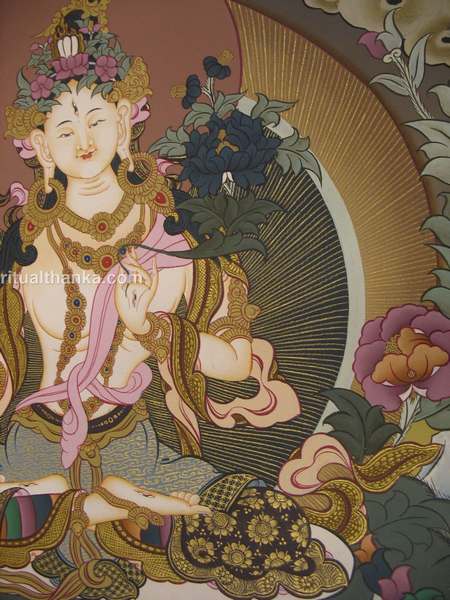 Tibetan Thangka Of White Tara