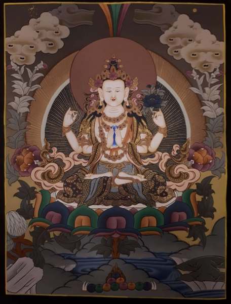 Tibetan Thangka Of Chengrezig