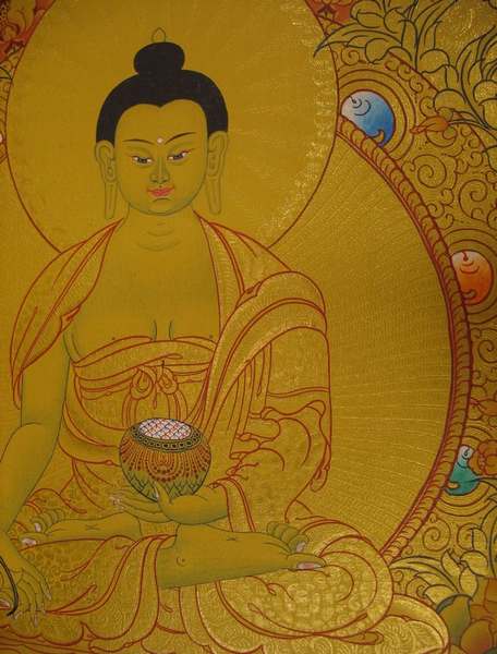 Tibetan Thangka Of Medicine Buddha