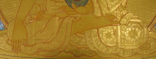 Tibetan Thangka Of Shakyamuni, [24k Real Gold]