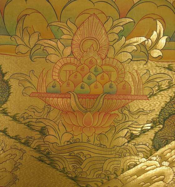 Tibetan Thangka Of Shakyamuni, [24k Real Gold]