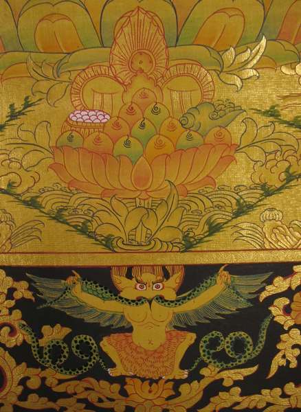 Tibetan Thangka Of Lokeshvara, [24k Real Gold]