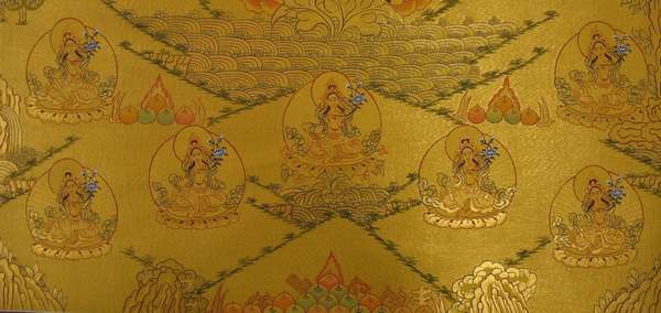 Tibetan Thangka Of 21 Green Taras, [24k Real Gold]