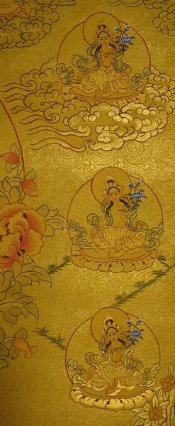 Tibetan Thangka Of 21 Green Taras, [24k Real Gold]