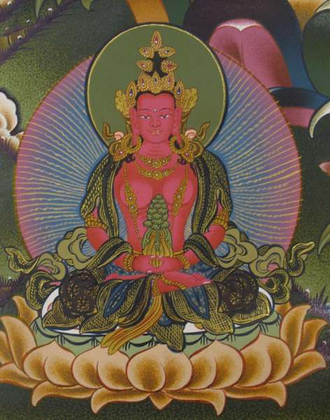 Tibetan Thangka Of White Tara, [24k Real Gold]