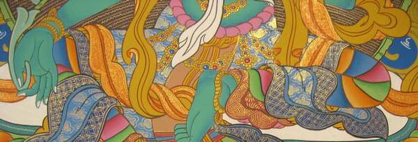 Tibetan Thangka Of Green Tara