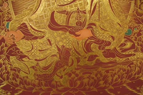 Tibetan Thangka Of Guru Rinpoche, [24k Real Gold]