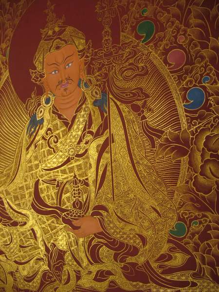 Tibetan Thangka Of Guru Rinpoche, [24k Real Gold]