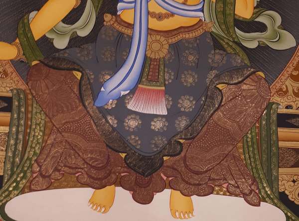 Tibetan Thangka Of Maitreya, [24k Real Gold]