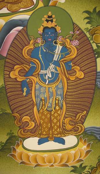 Tibetan Thangka Of Amitabha Buddha, [24k Real Gold]