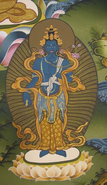 Tibetan Thangka Of Amitabha Buddha, [24k Real Gold]