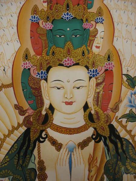 Tibetan Thangka Of Lokeshvara, [24k Real Gold]