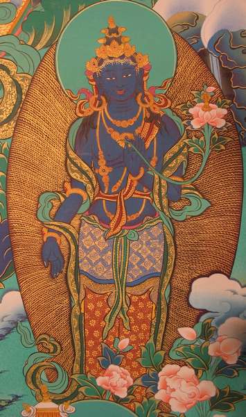 [old Stock], Tibetan Thangka Of White Tara, [24k Real Gold]