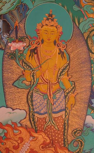 [old Stock], Tibetan Thangka Of White Tara, [24k Real Gold]