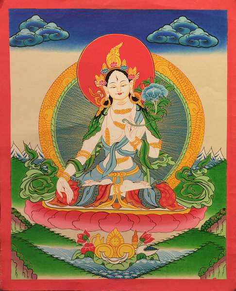 Tibetan Thangka Of White Tara