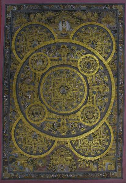 Tibetan Thangka Of 10 Mandalas, [24k Real Gold]