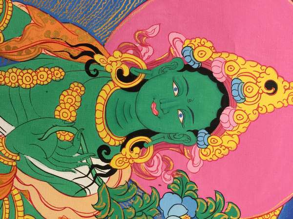 Tibetan Thangka Of Green Tara