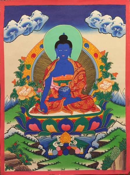 Tibetan Thangka Of Medicine Buddha