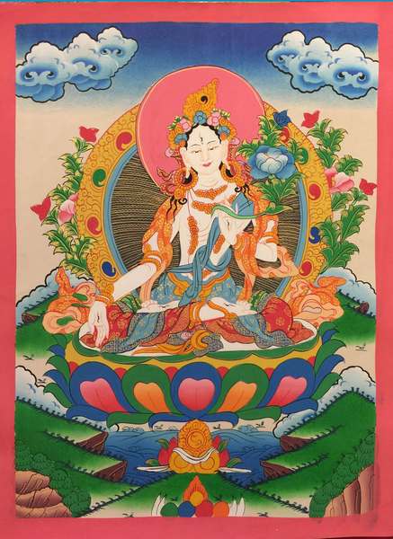 Tibetan Thangka Of White Tara