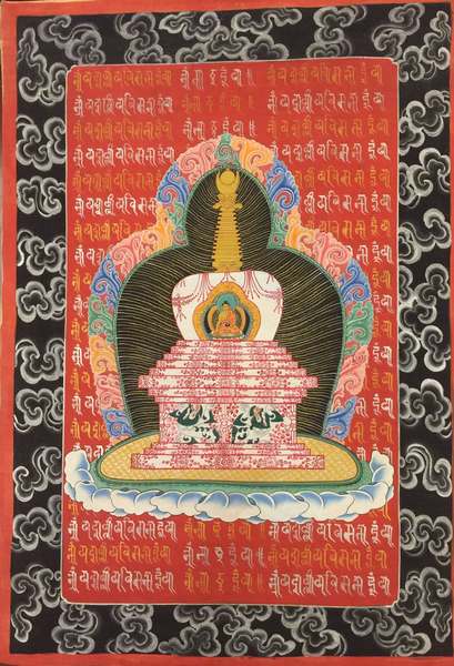 Tibetan Thangka Of Shakyamuni Mandala 2 Sided, [24k Real Gold]