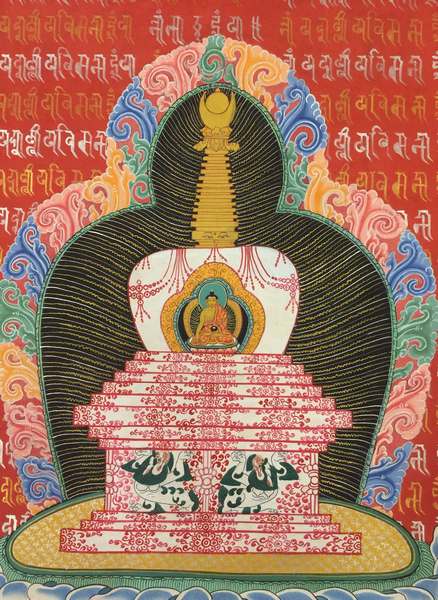 Tibetan Thangka Of Shakyamuni Mandala 2 Sided, [24k Real Gold]