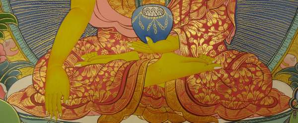 Tibetan Thangka Of Shakyamuni, [24k Real Gold]