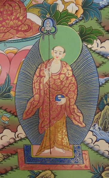 Tibetan Thangka Of Shakyamuni, [24k Real Gold]