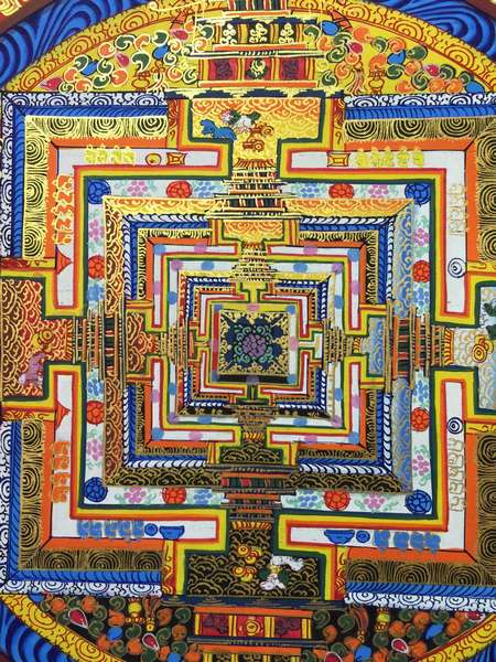 Tibetan Thangka Of Kalachakra Mandala