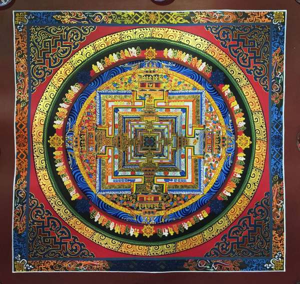 Tibetan Thangka Of Kalachakra Mandala