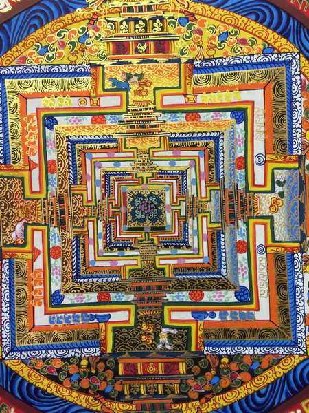 Tibetan Thangka Of Kalachakra Mandala