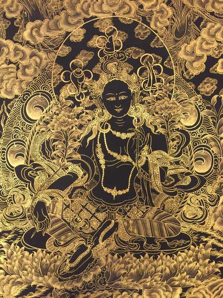 Tibetan Thangka Of Green Tara Kalo Sunaulo