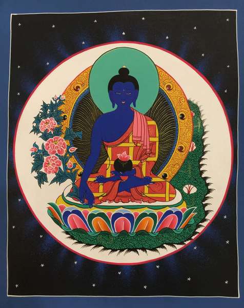 Tibetan Thangka Of Medicine Buddha