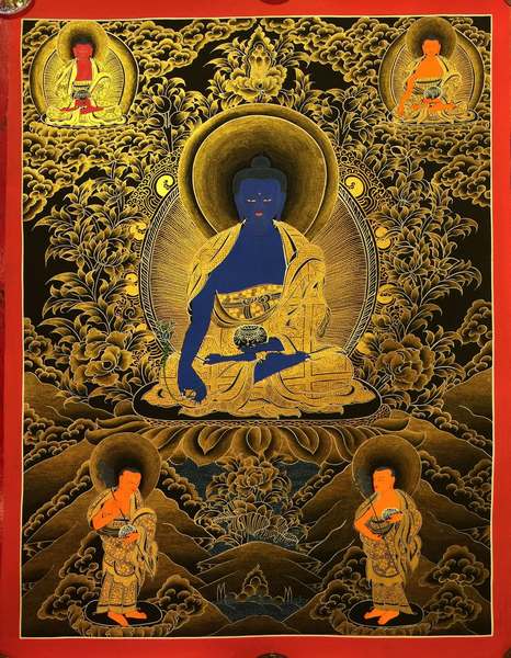 Tibetan Thangka Of Medicine Buddha