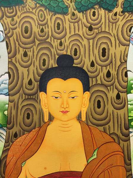 Tibetan Thangka Of Shakyamuni, [24k Real Gold]