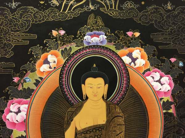 [hq] Tibetan Thangka Of Bandw Shakyamuni, [24k Real Gold]