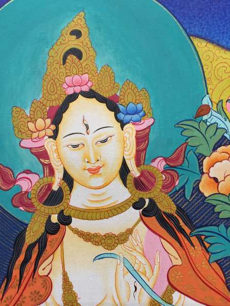 Tibetan Thangka Of White Tara