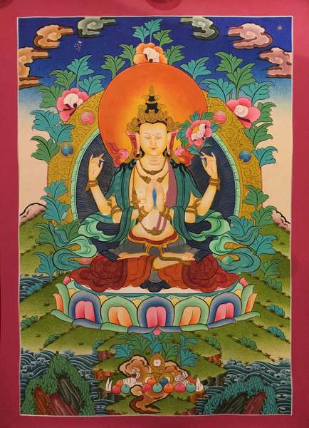 Tibetan Thangka Of Chengrezig