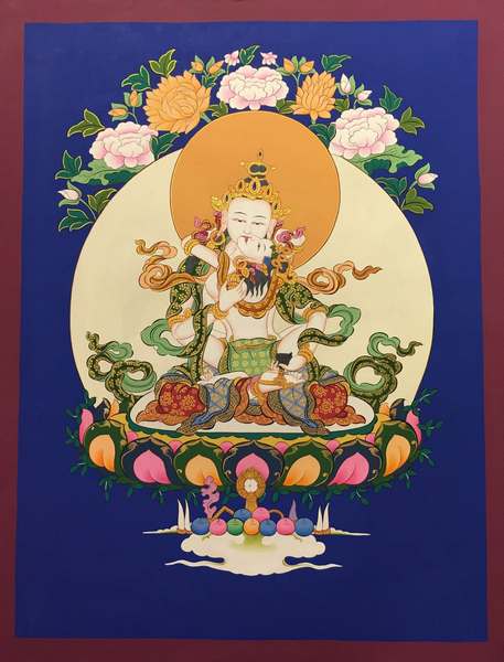 Tibetan Thangka Of Vajrasattva Yab Yum, [24k Real Gold]