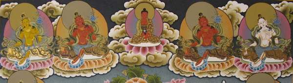 [hq] Tibetan Thangka Of 21 Tara, [24k Real Gold]