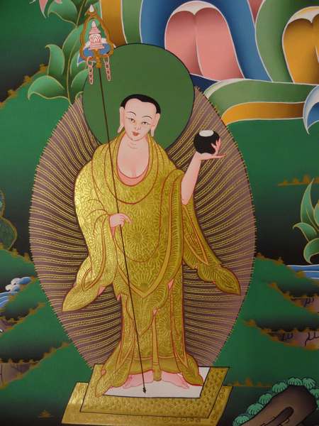 Tibetan Thangka Of Shakya Muni Buddha, [24k Real Gold]