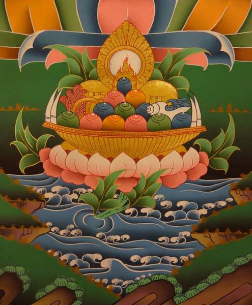 Tibetan Thangka Of Shakya Muni Buddha, [24k Real Gold]