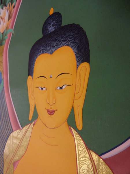 Tibetan Thangka Of Shakya Muni Buddha, [24k Real Gold]